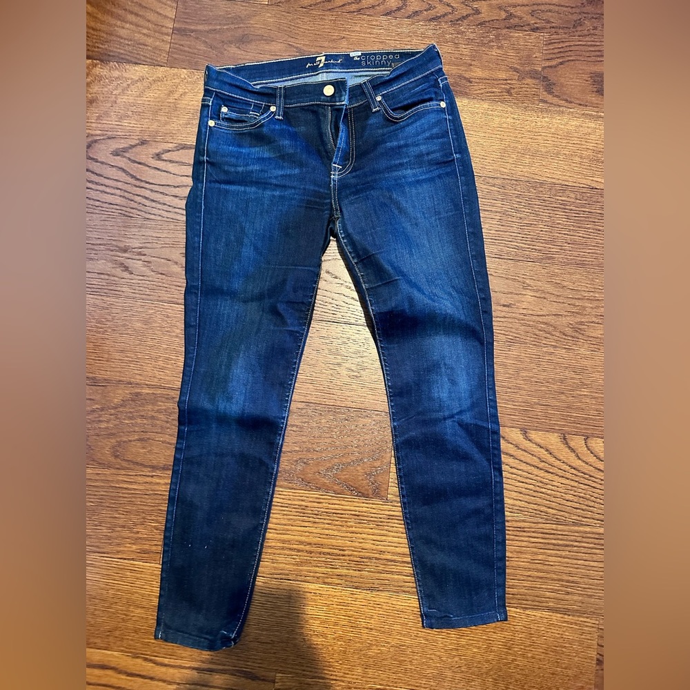 Seven jeans skinny crop dark wash blue jeans size 27